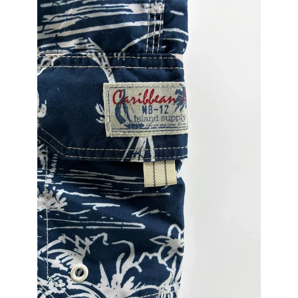 Caribbean Joe, Blue Swim Shorts, Swimwear Hawaiian, Tropical, Men's Size XL